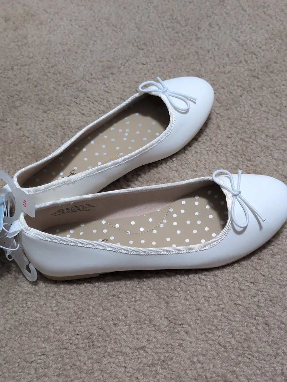White Ballet Flats With Bow